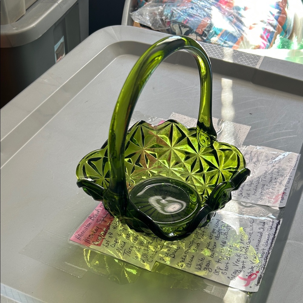 Green Glass Basket